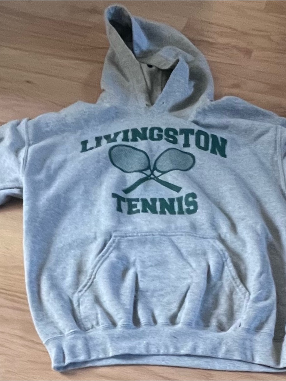 Gildan Gray Hoodie with Green Livingston Tennis Graphic